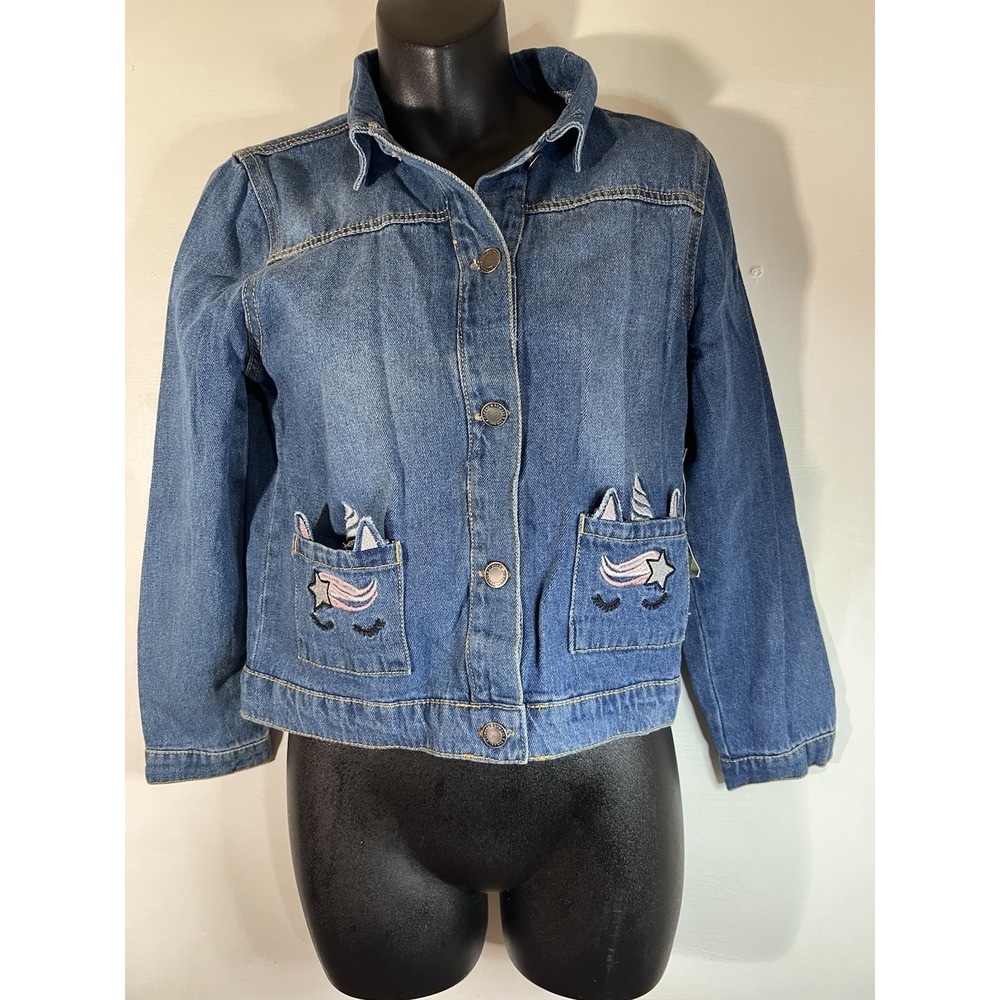 Nwt Btween Young Adult Kids Denim Jacket Unicorn Sz.14 Southern Cute Girls